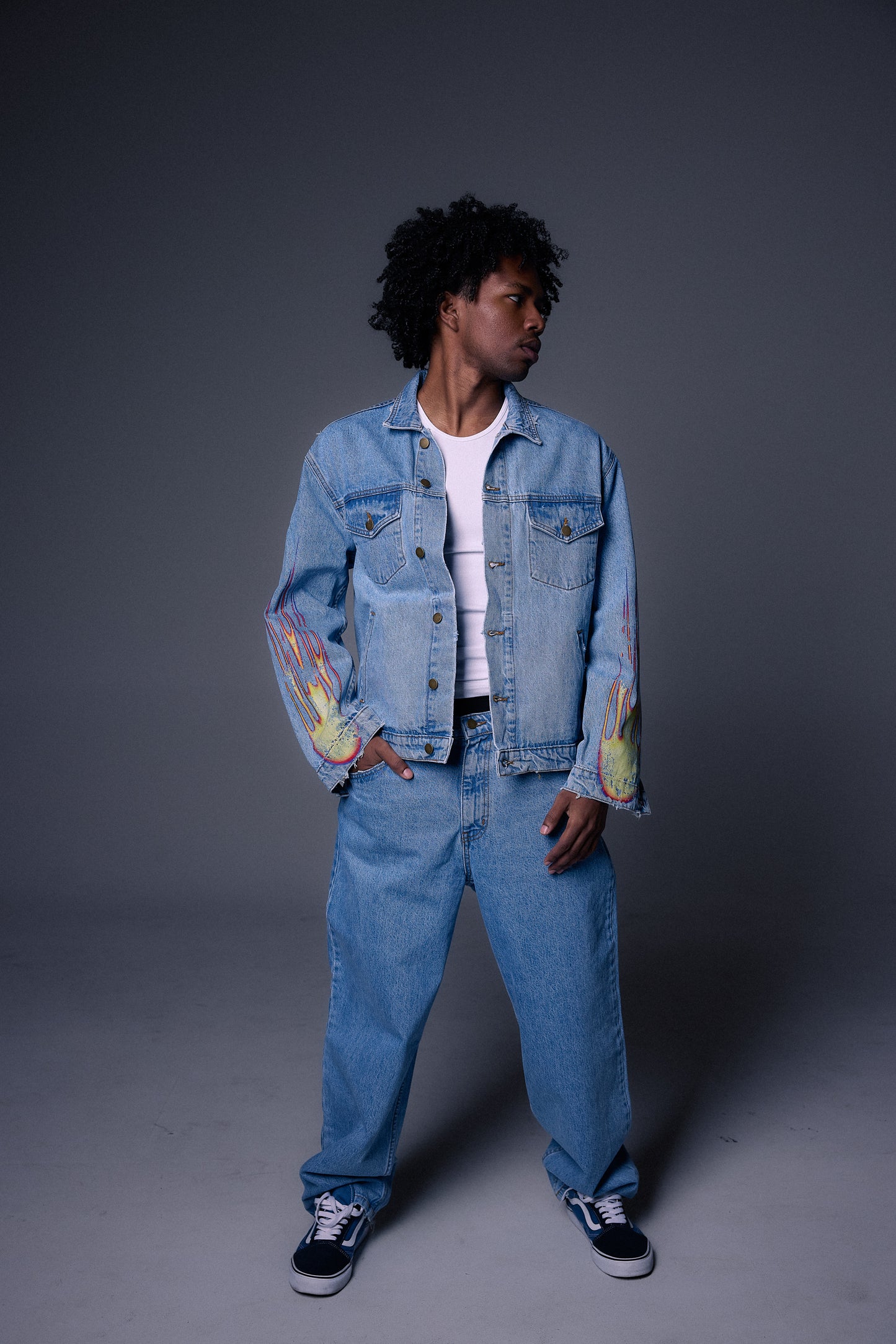 Black Flame Denim Jacket
