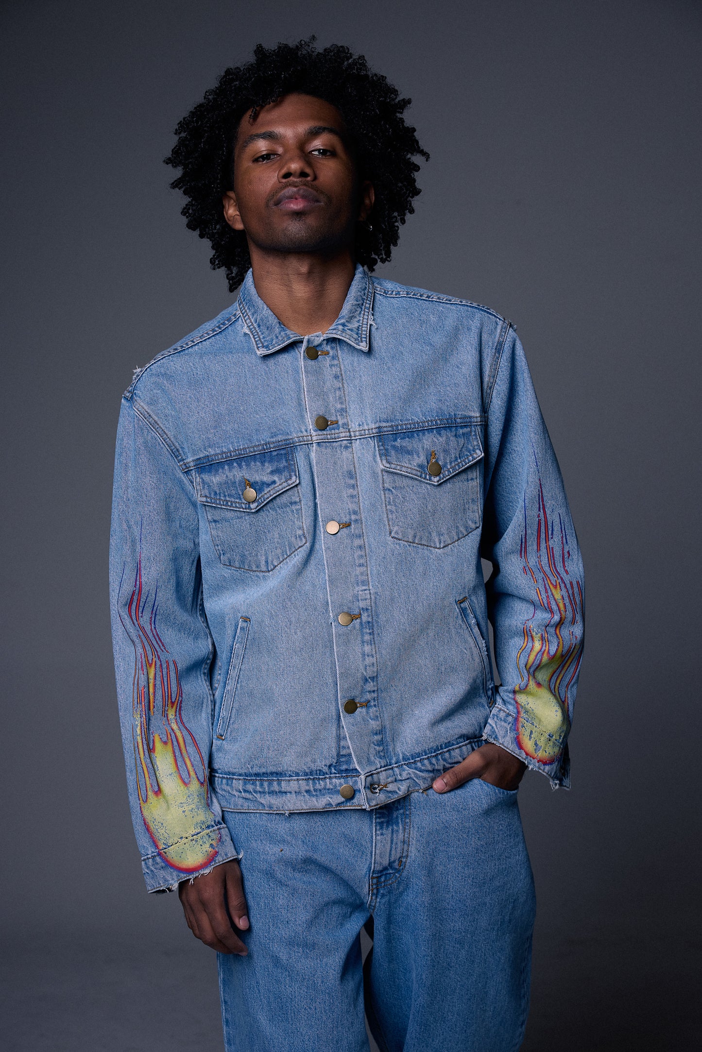 Black Flame Denim Jacket