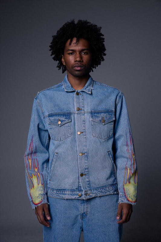 Black Flame Denim Jacket